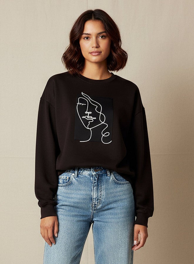 تواكستريمز سويت شيرت  بقصة عادية مع تطريز - Image 1